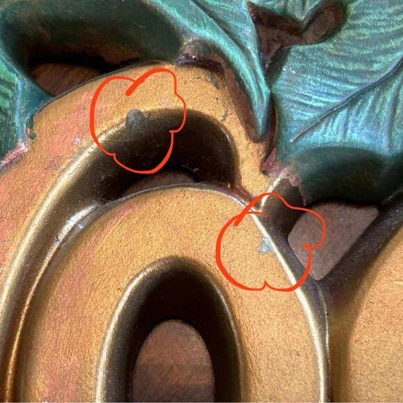 MCM NOEL Holly Berry Christmas chalk ware decor - Picture 9 of 10